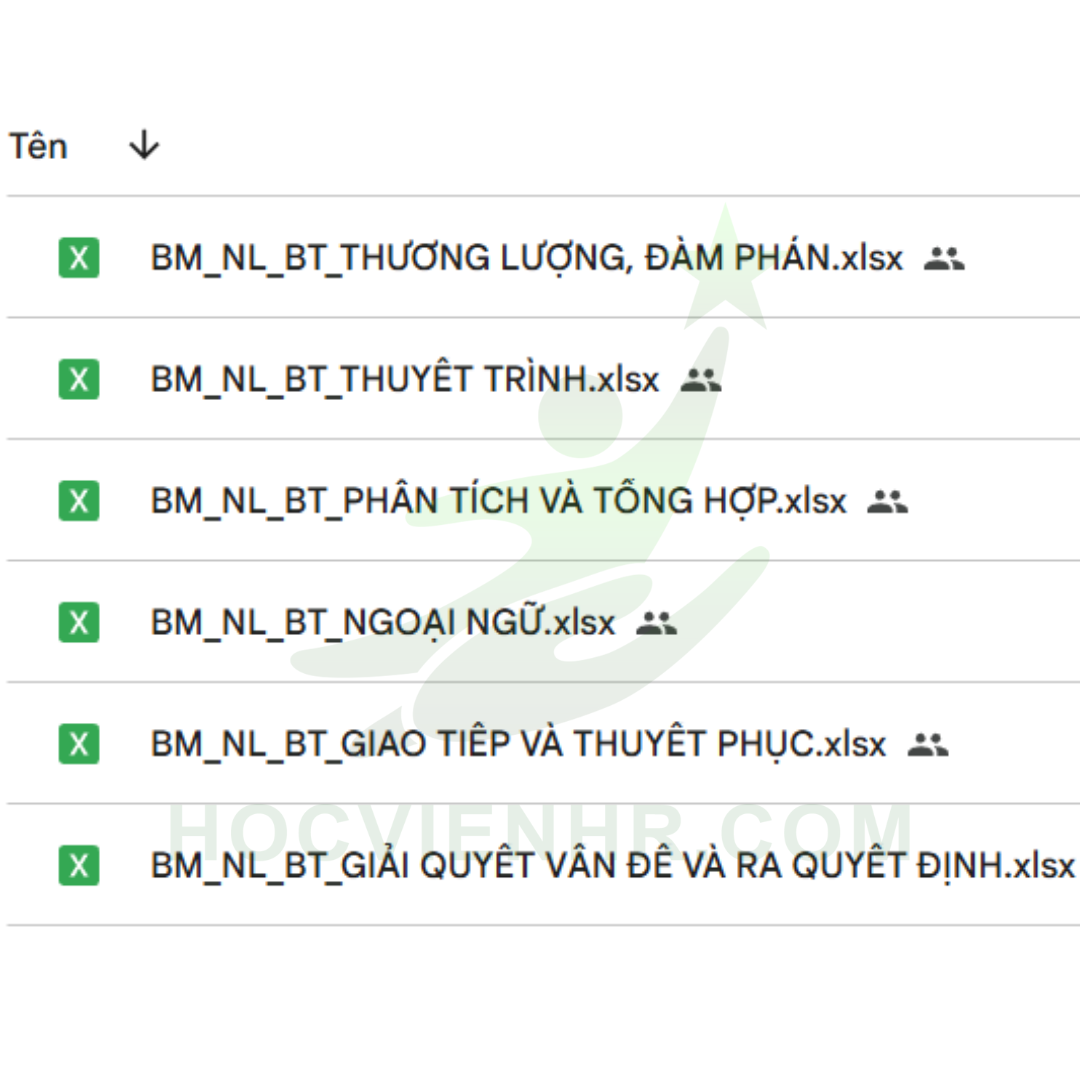 Bộ tài liệu Xây dựng khung năng lực
