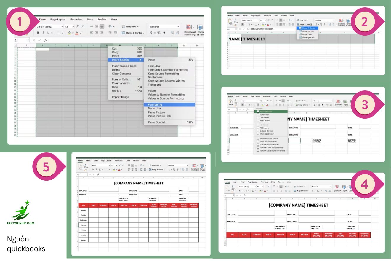 Hướng dẫn Cách tạo bảng chấm công cá nhân trên Excel