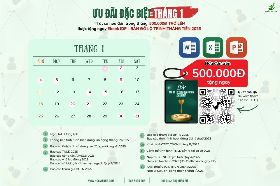 Ưu đãi tháng 1 của Học Viện HR
